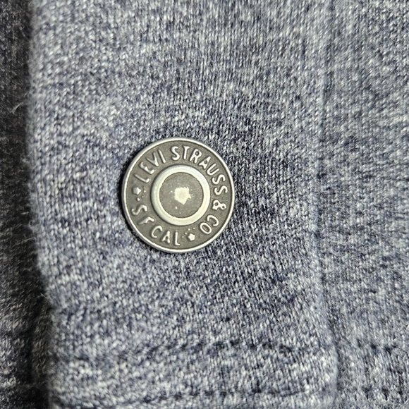 Levi's French Terry Sweatshirt Trucker Jacket Snap Front Gray Sz Small - Picture 5 of 12